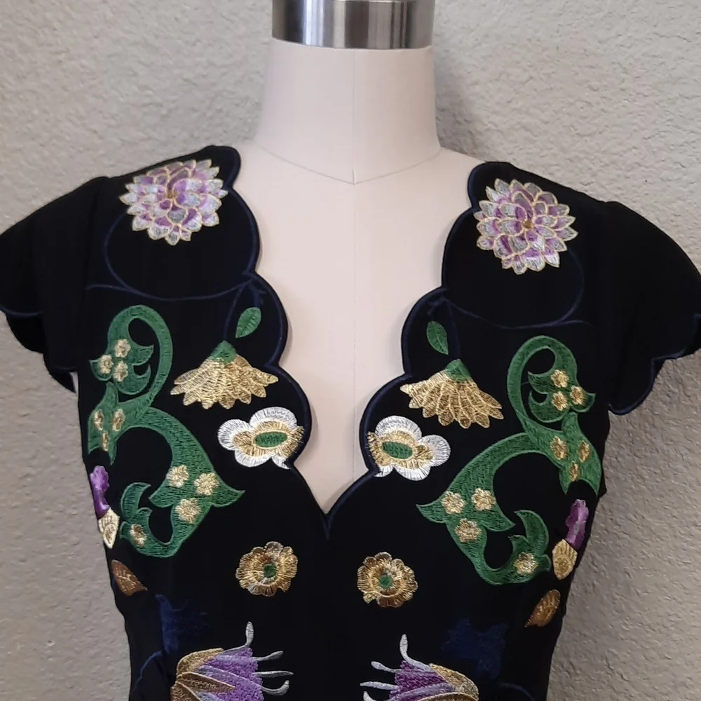 Foxidox Black Imbroidered Cup Sleeves L Dress - Picture 7 of 10